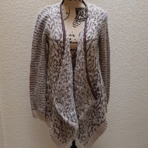 Nurture Brown & Beige Print Cardigan Sweater